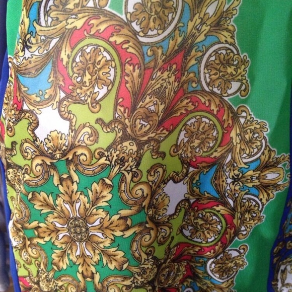 Ladies Sheer Polyester Printed Blue Multicolor Racer Back Tank By Soprano Size S - Picture 3 of 9